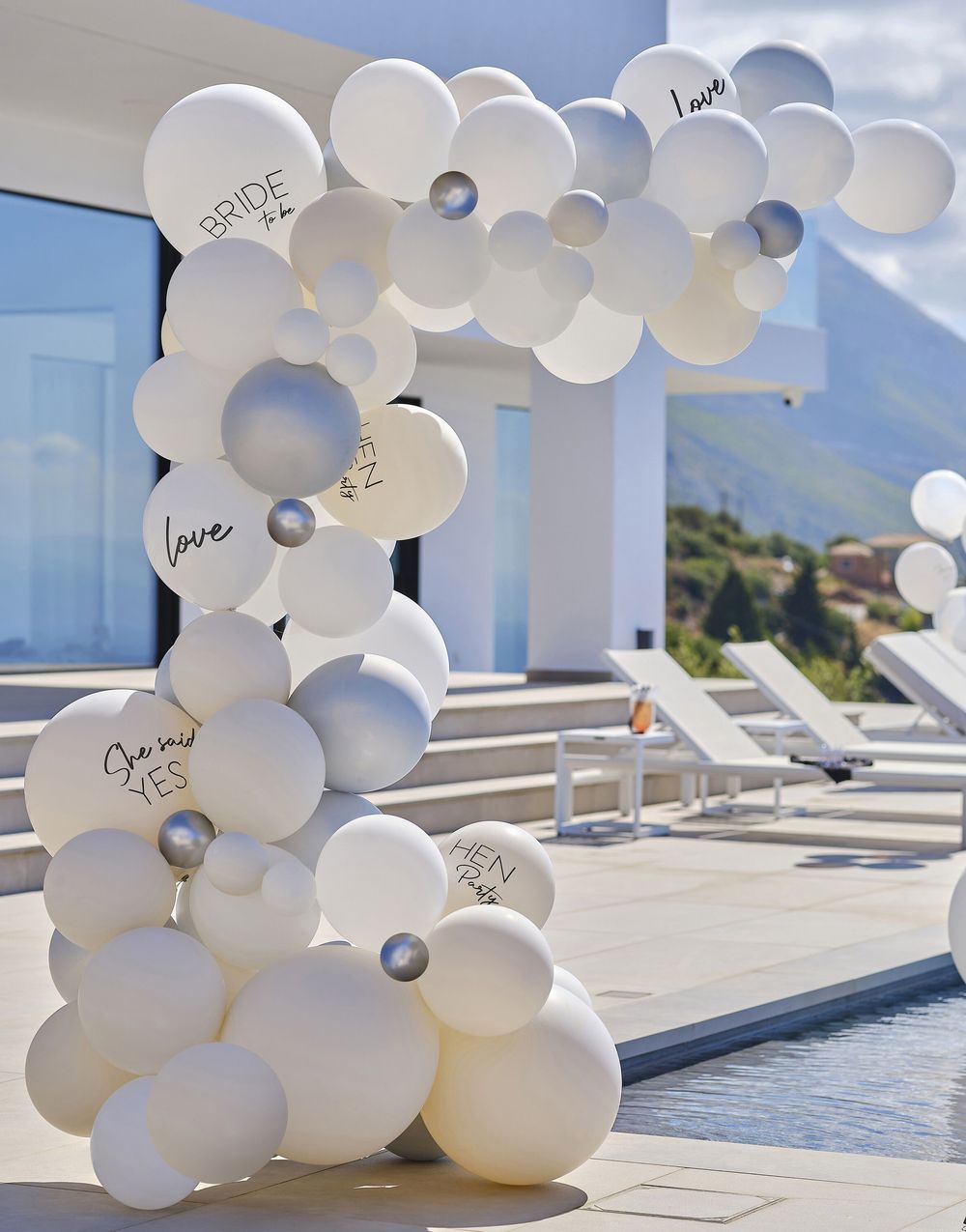 Hvit Nude Og S Lvfarget Ballongbuesett Med Utdrikningslag Hen Party Tema Hen Weekend