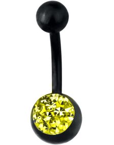 Svart Navlepiercing med Gul Sten