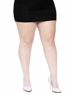 Lycra Hvit Nettingstrømpebukse - Plus Size
