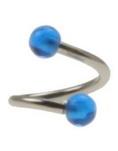 Curve Øyenbrynspiercing med Blå Kuler - 1.2 x 8 mm