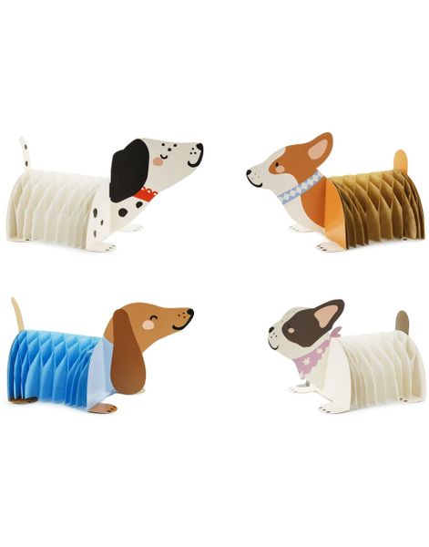 4 stk Borddekorasjoner Hunder - Honeycomb Dogs