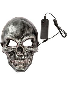 Sølvfarget Hodeskalle Maske med LED-Lys
