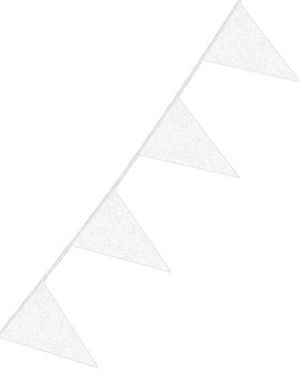Hvit Glitter Banner med Vimpel Flagg 6 meter
