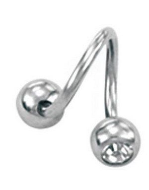 Curve Øyenbrynspiercing med Klare Stener - 1.2 x 8 mm