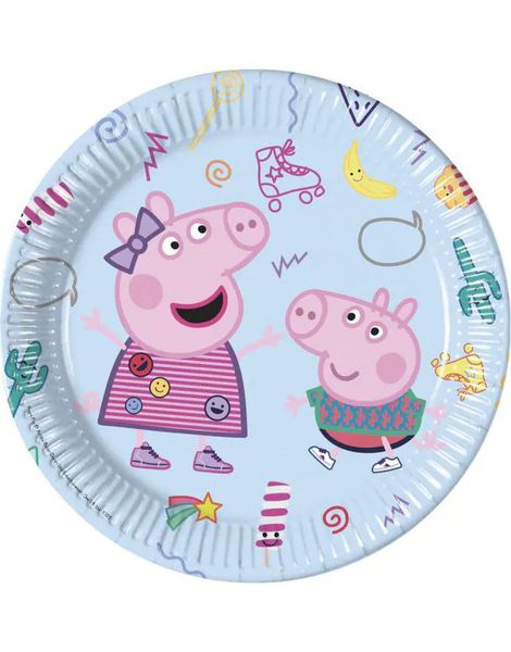 8 stk Papptallerkener 23 cm - Peppa Gris