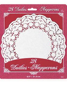 28 stk Hvite Fatpapir/Kakeservietter 21,5 cm