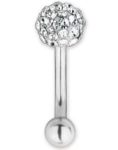 Glitter Ball Hvit - 1.2 x 8 mm Øyenbrynspiercing