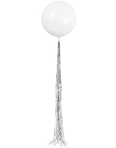60 cm Hvit Ballong med Sølvfarget Ballonghale 182 cm