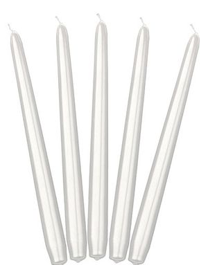 10 stk Perlehvite Kronelys 24 cm