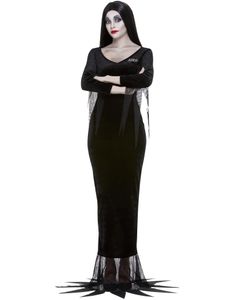 Lisensiert Addams Family Morticia Kostyme med Parykk