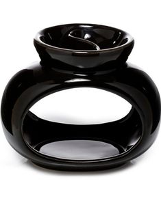 Keramisk Svart Oval Aromalampe med To-delt Oljeskål 13,5 cm