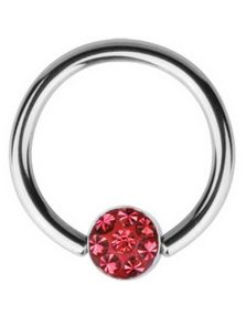 BCR Piercing with Sprakling Red Stone