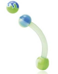 Flames in Blue and Green - 1.2 x 8 mm Øyenbrynspiercing