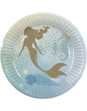 10 stk Papirtallerkener med Havfrue/Mermaid Motiv 23 cm