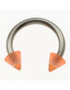 Rund Øyenbrynspiercing med Orange Spike Kuler - 1.2 x 8 mm