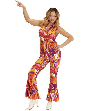 70 Talls Psykedelisk Orkide Jumpsuit-Kostyme 