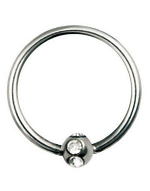 BCR Piercing med Rund Kule og Klare Stener