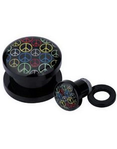 Multi Colored Peace - Svart Akryl Plugg