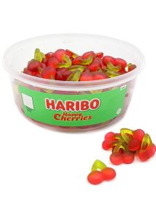 1806364800_1100 stk Haribo Happy Cherries - Boks med Kirsebær Vingummi 780 gram