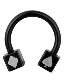 Pokerplayer Øyenbrynspiercing - Black - Strl 1.6 x 10 mm med 4 mm kule