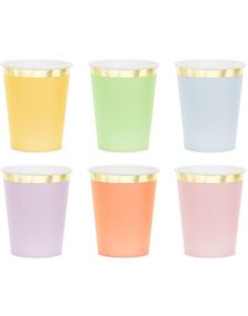 6 stk Pappkrus med Gullfolierte Kant 220 ml - 6 Forskjellige Farger 