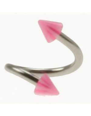 Curve Øyenbrynspiercing med Rosa og Hvit Spikes - 1.2 x 8 mm
