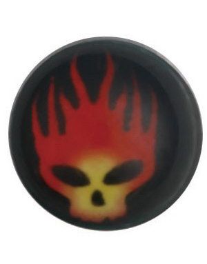 Burning Skull Rød/Sort - Dermal Anchor 4 mm Kule med 1,2 mm gjenger