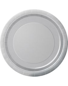 16 stk Sølvfargede Papptallerkener 22 cm