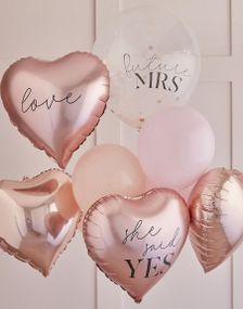 9 Stk. Bukett med Latex og Folieballonger - Blush Hen