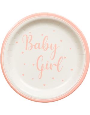 8 stk Baby Girl Papptallerkener 23 cm