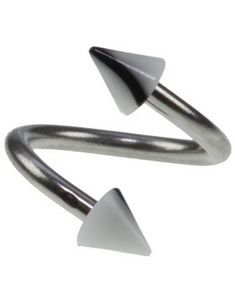 Curve Øyenbrynspiercing med Hvite og Svarte Spikes - 1.2 x 8 mm