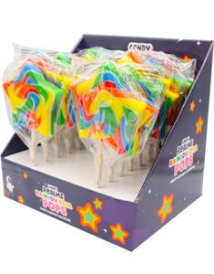 16 stk Star Lollies - Store Stjerneformede Kjærligheter på Pinne - Candy Realms - Hel Eske 2 kg