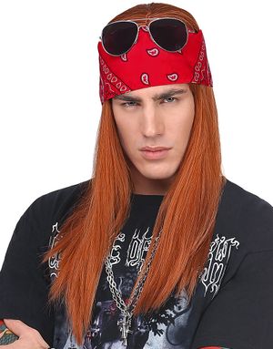 Brun Axel Parykk med Bandana og Briller