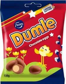 Fazer Dumle Chocolate Eggs - Sjokoladeegg med Karamellsmakende Melkekremfyll 130 gram