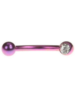 Øyenbrynspiercing i Lilla med Klar Sten - 1,2 x 8 mm