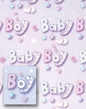 2 stk Baby Boy Fugl Gavepapir med 2 stk Navnelapper - 50x70cm