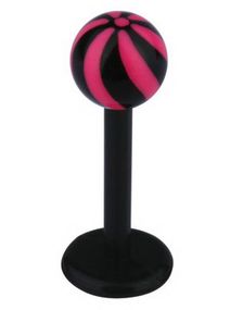 Candy Stripes Labret - Svart/Rosa - Strl 1,2x8x4mm