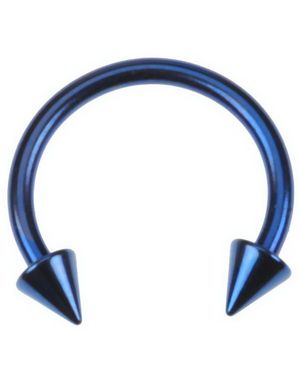 Rund Blå Øyenbrynspiercing med Spike Kuler - 1,2 x 10 mm