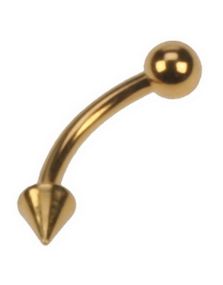 Banan Gull med Spike & Rund Kule - 1,2 x 8 mm Øyenbrynspiercing