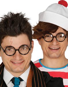 Svarte Runde Harry Potter Inspirerte Kostymebriller med Klart Glass