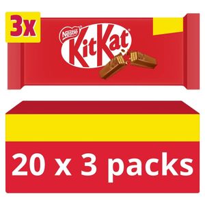 20 stk 3-Pack KitKat 4 Fingers Sjokolade - Hel Eske 2,49 kg