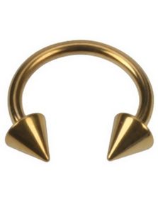 Rund Gullfarget Øyenbrynspiercing med Spike Kuler - 1.6 x 12 mm