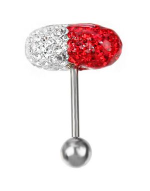 White & Red Diamond Pill - Tungepiercing