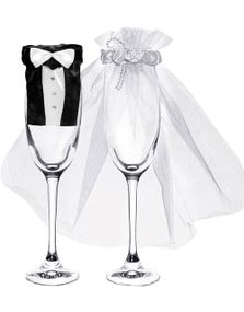 Dekorasjonsett til To Vinglass for Bryllup
