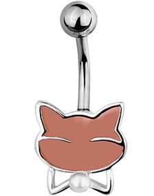 Kitten With Pearl Navlepiercing - Sølvfarget og Rosa