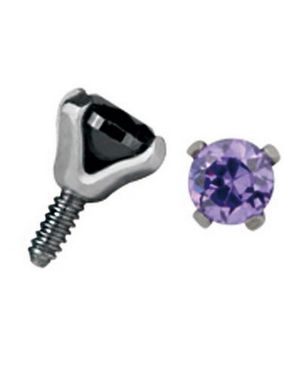 Rund Lilla Sten - Strl 3 mm Dermal Anchor Kule med 1,2 mm gjenger