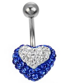 Celebrity Heart Navlepiercing - Blå/Hvit