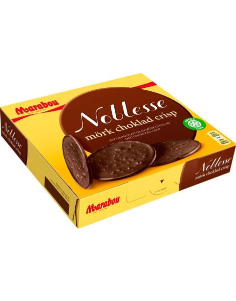 Marabou Noblesse Mørk - Tynne Runde Mørke Sjokoladeplater med Crisp 150 gram