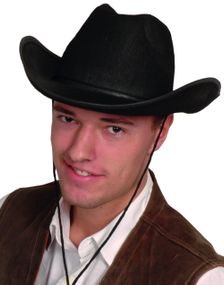 Svart Cowboyhatt med Snor