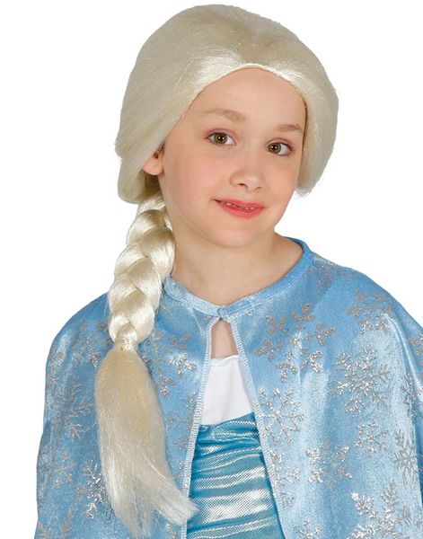 Blond Elsa Inspirert Barneparykk med Flette